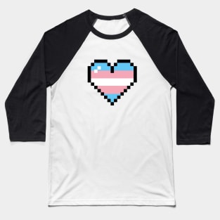 Trans 8-bit heart Baseball T-Shirt